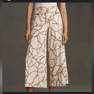 ANTHROPOLOGIE Maeve Printed Palazzo Pants Wide Leg High Waist Size Small
